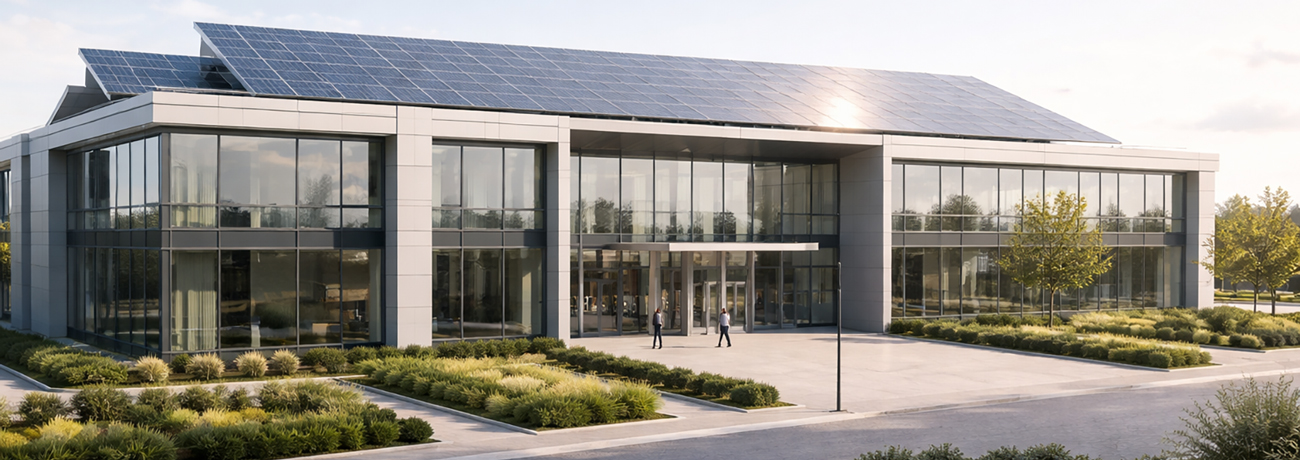 Commercial solar installation on industrial building